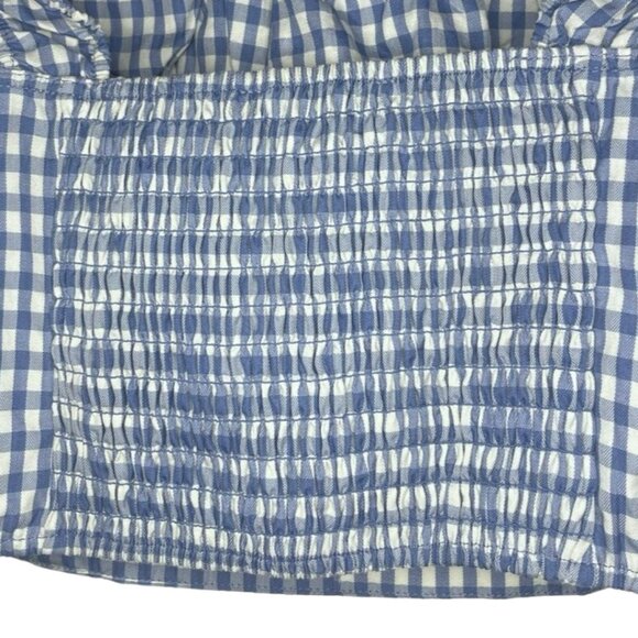 Monteau Los Angeles Blue Gingham Smocked Crop Top XL NWT Cottagecore Picnic - Picture 6 of 12